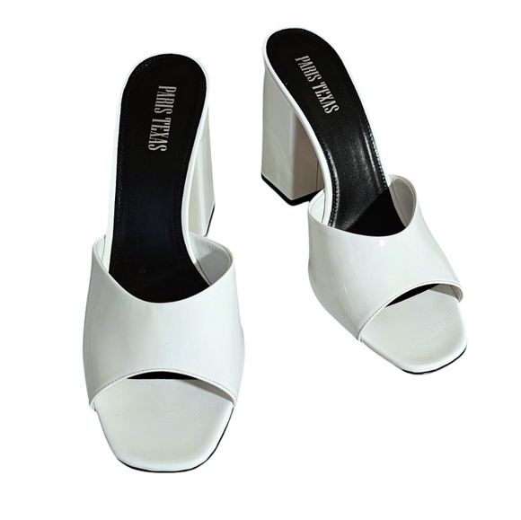 Paris Texas Anja Patent Leather Heeled Sandal in White Size 11 - Picture 1 of 5